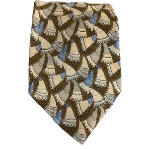 Valentino Cravatte Men’s Silk Tie Made in Italy Beige Brown Blue Gold Black